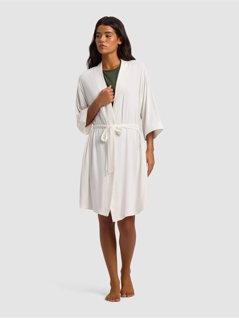 Women's Ivory Bamboo Robe - Picture 2 of 7